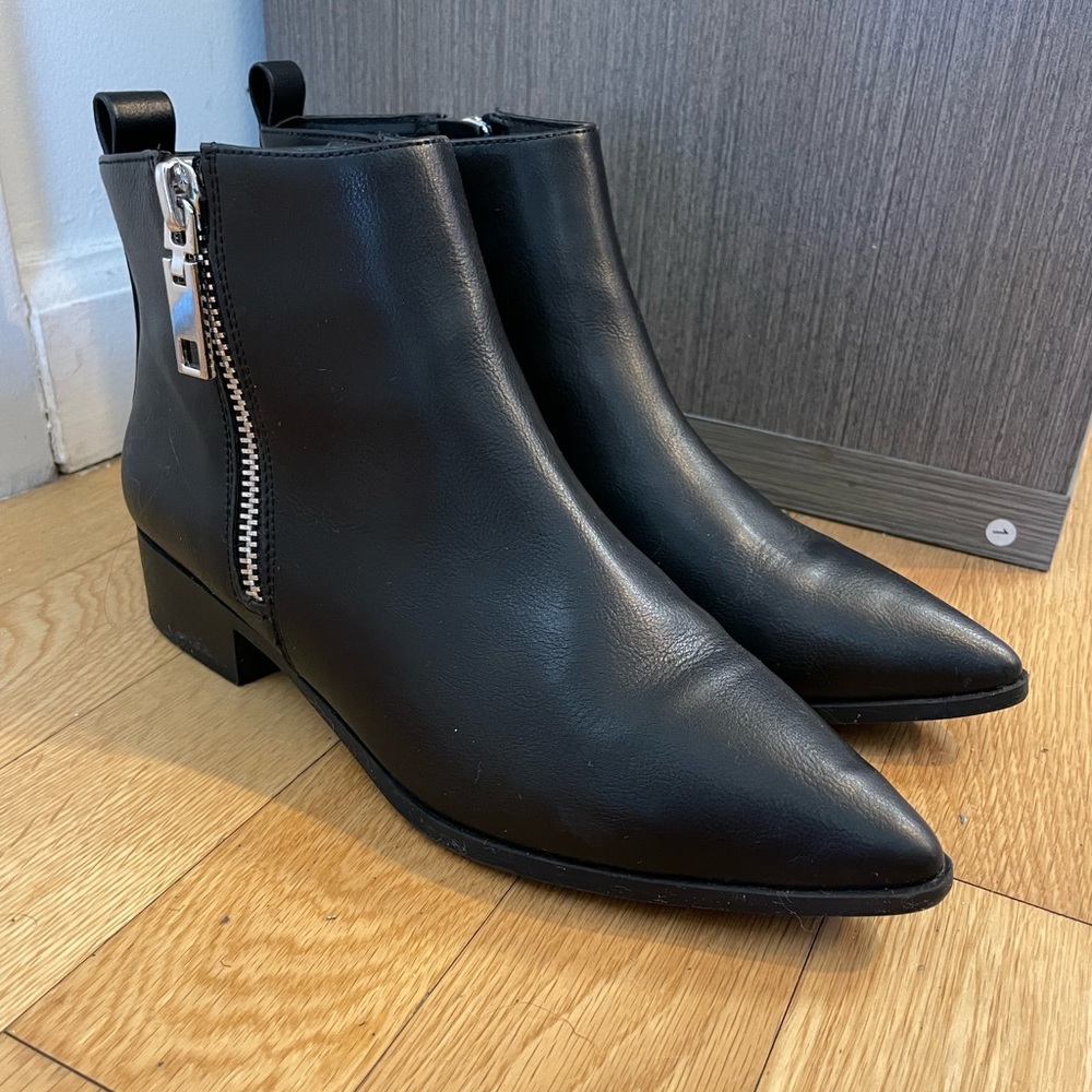 Mix No. 6 Black Ankle Boots with Silver Zipper